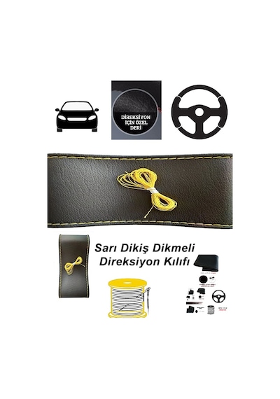 Opel Zafira C 2012 Ve Sonrası Deri Direksiyon Kılıfı Dikmeli Sarı Dikiş