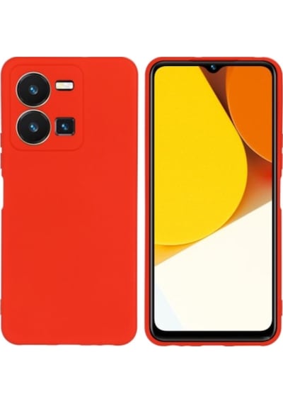 Vivo Y22S Uyumlu Silikon Kılıf - Kamera Korumalı Esnek Pastel Renk Kapak - Kırmızı