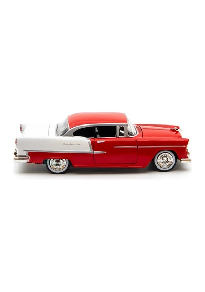 Motormax 1:24 1955 Chevy Bel Air Diecast Metal Model Araba Kırmızı Beyaz