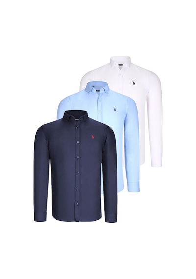 Üçlü Set G725 Dewberry Erkek Gömlek-beyaz-lacivert-mavi Beyaz-lacivert-mavi