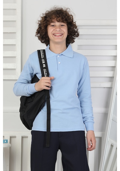 Crassi Erkek Çocuk Okul Sweatshirt Manşetli Gök Mavi