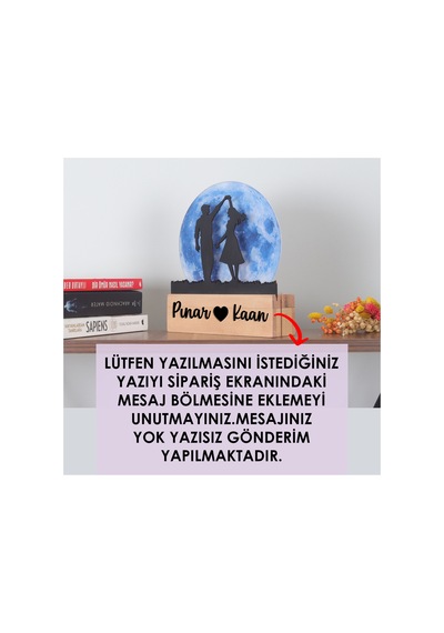 Işıklı Pleksi Dolunay Kişiselleştirilebilir Biblo Belinda Elele Tutuşan Çift Anahtar Askılığı Mavi - 740055739