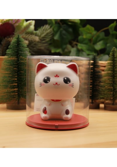 Japon Kültürü Maneki Neko Bereket Şans Kedisi Solar Panelli - Kafa Sallayan - Model3
