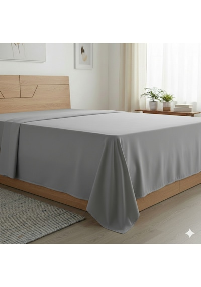 Tek Kişilik Düz Çarşaf Pamuklu Kumaş Lastiksiz Çarşaf 160x240 Antrasit