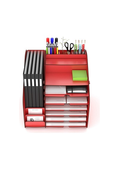 Fx-xl Modest - 6 Renk - A4 Evrak Rafı Masaüstü Organizer Kırmızı - 39484074 Kırmızı
