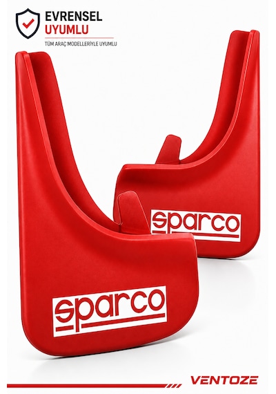 Sparco Universal Esnek Arka Paçalık Seti 2li Çamurluk Tozluğu Kırmızı Beyaz & Kırmızı