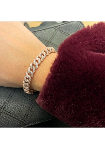 Oriental Kuyumculuk Jewellery Rose Gümüş Taşlı Gurmet Zincir Su Yolu Bileklik Rose