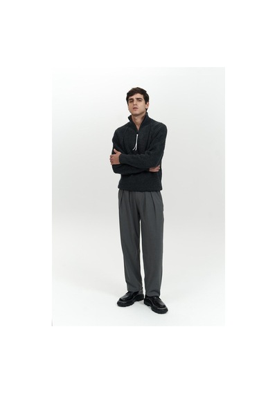 Mai Collection Mai Studios Co. Zane Fermuar Detay Antrasit Erkek Triko Kazak Antrasit