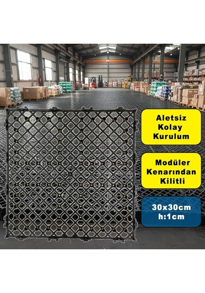 30x30cm Plastik Izgara Kenarından Geçmeli - Çok Amaçlı Kilitli Plastik Zemin Izgarası - Nemden Koruma Izgarası - Diğer