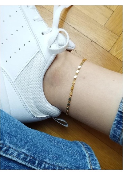Bijustore Altın Kaplama Kadın Ezme Zincir Halhal Sarı
