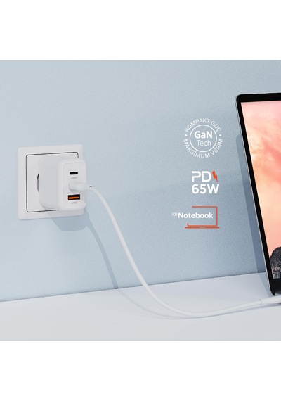 Polosmart Pbs135 65w Pd Hızlı Şarj Adaptörü 2 Type-c + Usb Çıkış 3 Port Güvenli Şarj Beyaz