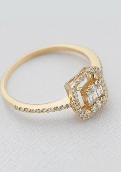 Rose Gold Pırlanta Baget Yüzük Rose Gold