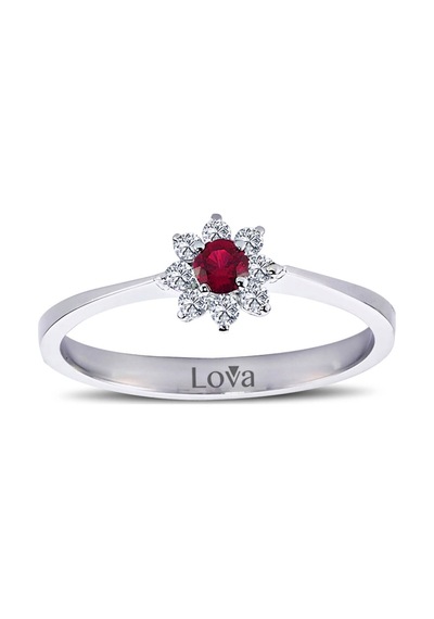 Lova Pırlantalı Yakut Çiçek Yüzük - 1030157