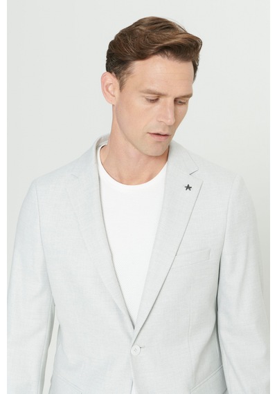AC&Co / Altınyıldız Classics Erkek Açık Gri Slim Fit Dar Kesim Mono Yaka Armürlü Ceket AC&Co / Altınyıldız Classics Erkek Açık Gri Slim Fit Dar Kesim Mono Yaka Armürlü Ceket