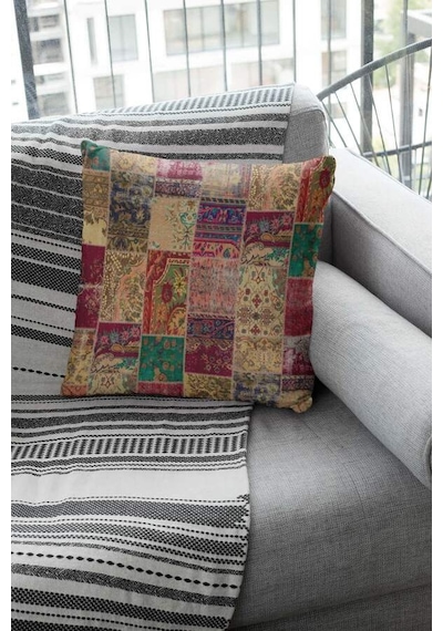 Çok Renkli Patchwork Çift Taraflı Kırlent Kılıfı Krl293n11
