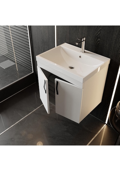 Karen Banyo Ege 60 Cm, Lavabolu Alt Banyo Dolabı, Kapaklı Banyo Alt Dolabı, Seramik Lavabo Dahil Beyaz Karen Banyo Ege 60 Cm, Lavabolu Alt Banyo Dolabı, Kapaklı Banyo Alt Dolabı, Seramik Lavabo Dahil Beyaz