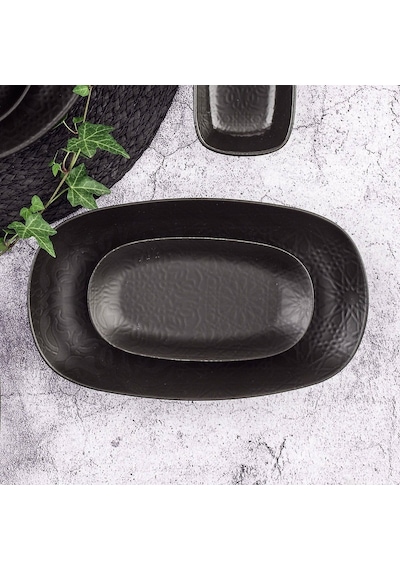 Güral Enternasyonel 2 Parça 24 Cm Kayık Tabak Siyah Mat Desenli 515 5303590