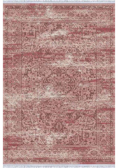 Pembe Vintage Dokuma Pamuk Tabanlı Kaymaz Kilim Klm233n11