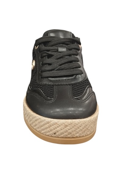 Taşçı Ayakkabı Flet 363 Kadın Ortopedik Hasır Detaylı Triko Günlük Sneaker Ayakkabı Siyah