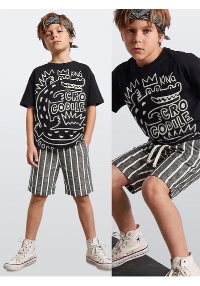 Denokids King Croco Erkek Çocuk T-shirt Şort Takım Çok Renkli