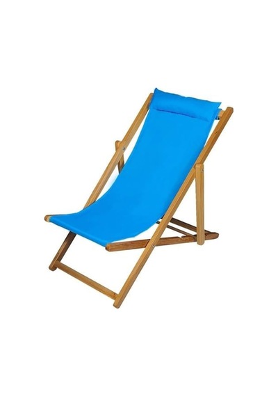 Ahşap Katlanabilir Şezlong, Turkuaz, Plaj Ve Bahçe Kullanımı, 85x55x80 Cm, Üç Kademeli Yatma Ayarlı Çok Renkli