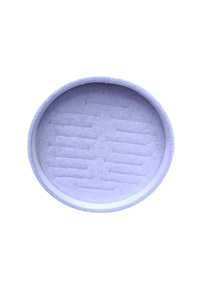 Süet Kumaş Gri Renk 20x20 Cm Yuvarlak Batırmalı Bileklik Kelepçe Tablası Gri