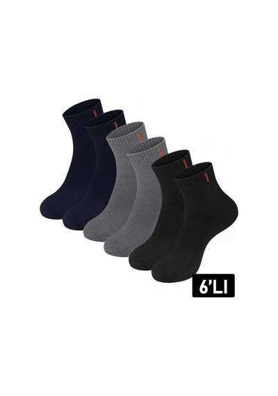 Just Inner Erkek 6 Lı Viskon Çorap Kışlık Termal Patik Esnek Ve Konforlu 12200 Renkli