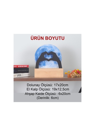 Led Işıklı Pleksi Dolunay Kişiselleştirilebilir Dekoratif Biblo Holly Kalp Anahtar Askılığı Mavi - 737348111 Mavi