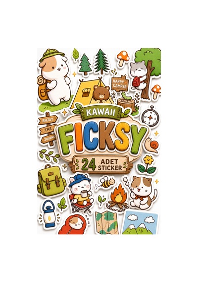 Kawaii Stili Sevimli Hayvanlar Kamp, Macera, Doğa Temalı Sticker Seti - 24 Adet Etiket Çıkartma Diğer