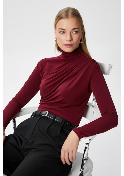 Ritnice Kadın Moon Büzgülü Bordo Sandy Bluz Bordo