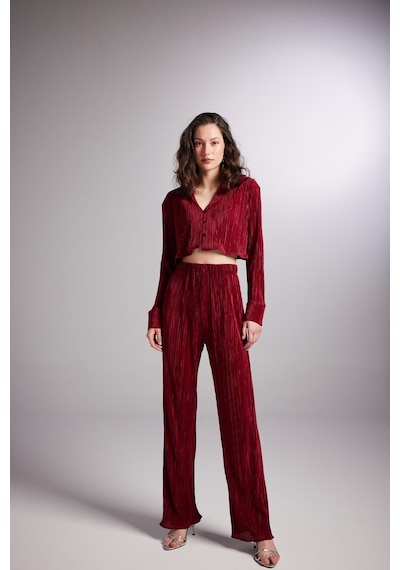 Holly Lolly Beli Lastikli Esnek Comfy Pantolon Bordo