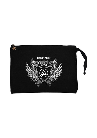 Linkin Park Wings Siyah Clutch Astarlı Cüzdan / El Çantası Siyah