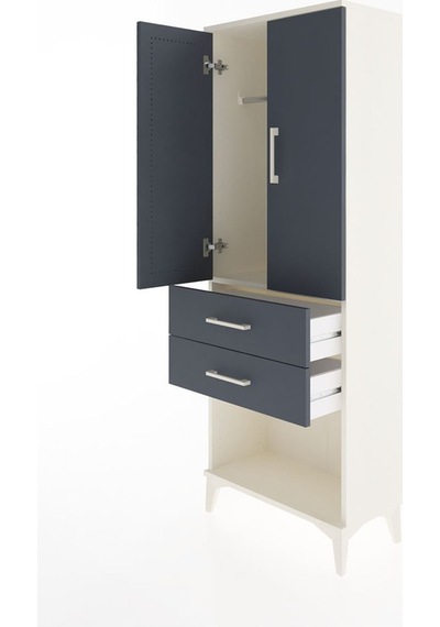 Arges Dolap Tek Raflı 2 Çekmeceli Tek Askılı 60x30x163 Aytaşı-antrasit Aytası