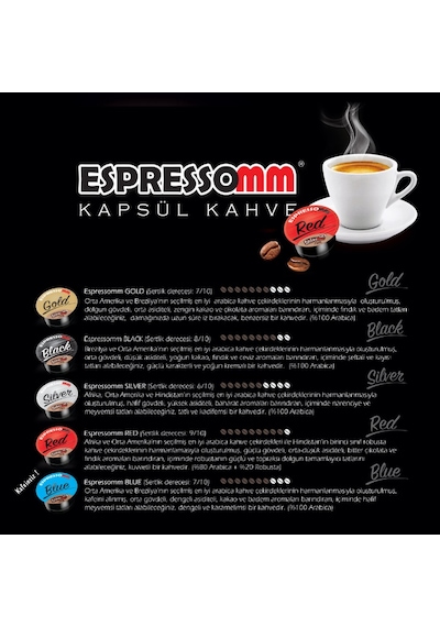 Espressomm® Tchibo Cafissimo Makineleri İle Uyumlu Silver Kapsül Kahve 5 x 10'lu