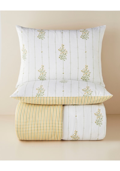 Delicate Bloss Pamuklu Çift Kişilik Nevresim Seti 200x220 Cm Sarı-yeşil