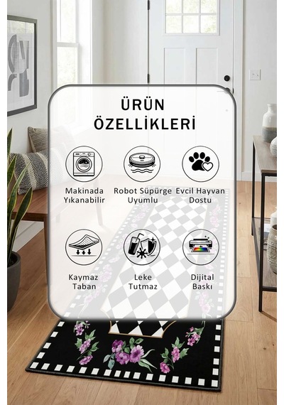 Mimoza Mürdüm Yıkanabilir Yolluk