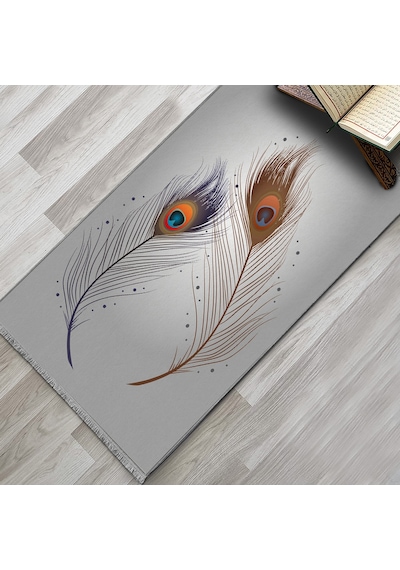Evaşk Namazlık Dokuma Halı Kaymaz Muslumana Seccade 80 x 130 GRİ EVAŞK406B80