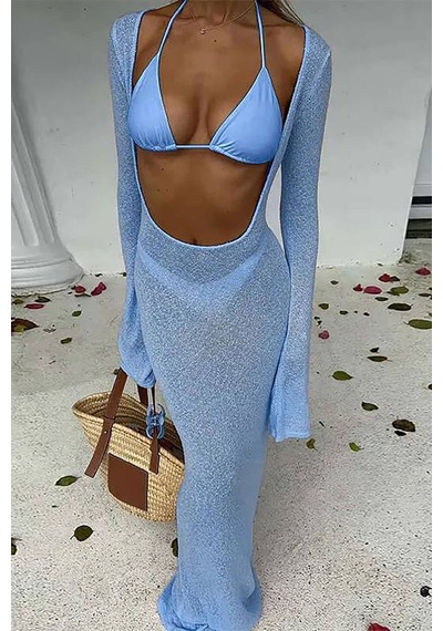 Nadya Üçlü Brazilian Bikini Takım - Mavi