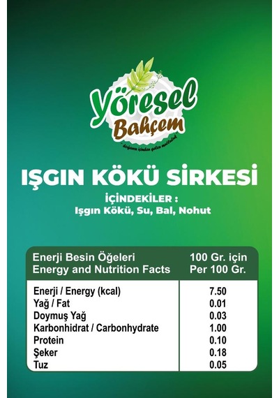 Yöresel Bahçem Işkın Kökü Sirkesi Doğal Fermantasyon 500ml