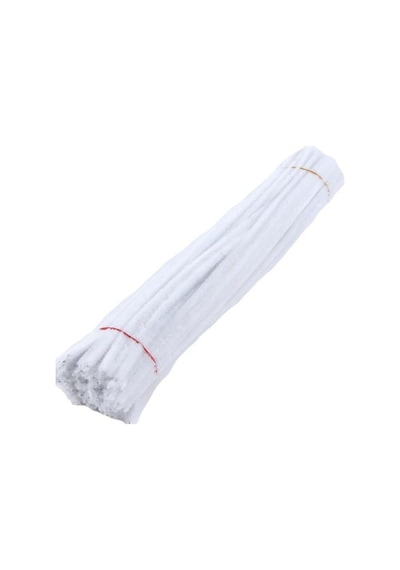 100 Adet Sarı, Pembe, Beyaz, Koyu Yeşil Renkli Şönil , Çiçek Yapım Seti, Tüylü Tel, 30 Cm, Peluş Tel