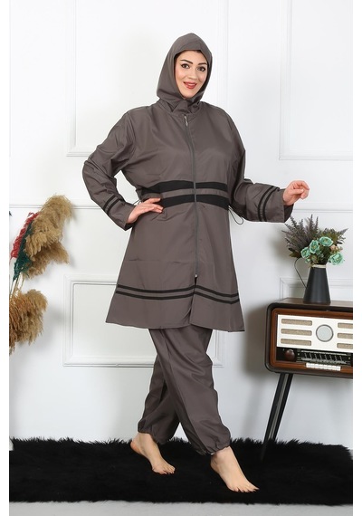 Akbeniz Büyük Beden Tesettür Mayo 7xl-8xl-9xl-10xl Füme 55010-füme Füme