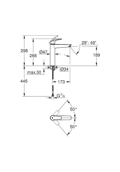 Grohe 239712433 Eurosmart Tek Kumandalı Lavabo Bataryası XL-Boyut Siyah