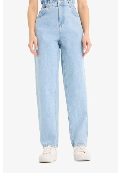 Defacto Paperbag Yüksek Bel Düz Paça Uzun Jean Kar Yıkamalı Pantolon E7760ax25aunm39 Mavi