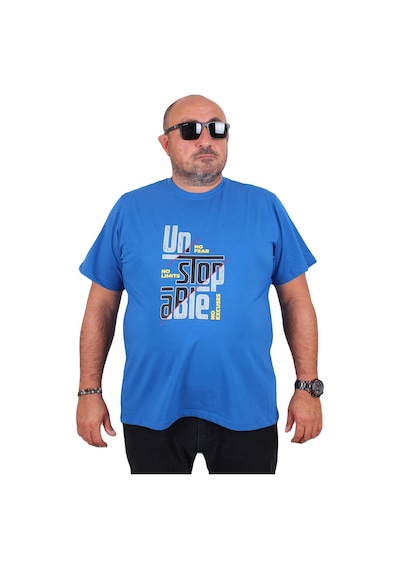 Moc Grande Mocgrande Erkek Büyük Beden Sıfır Yaka Tişört Un Stop Able 25181 Saks Saks
