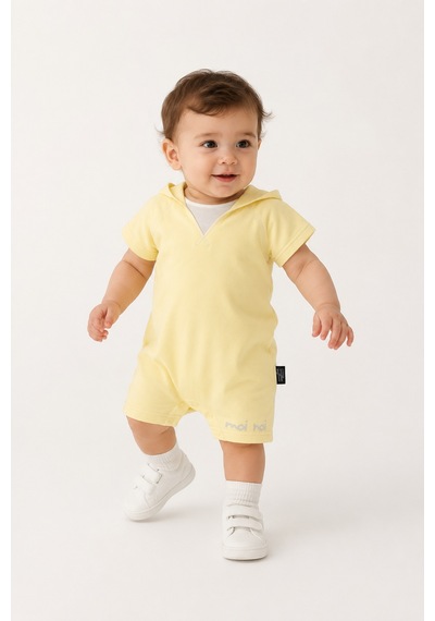 Babyhola Unisex Pamuk Kapşonlu Bebek Tulum 10531 Sarı