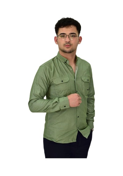 Erkek Spor Likralı Gömlek Bgl-st04343 Açık Yeşil