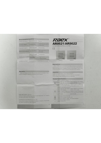 Raex Ar8621 Tek Kanal Ac Motor Kontrolcü 031039
