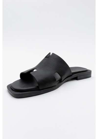 Luvishoes Luvi Shoes Jez Siyah Cilt Hakiki Deri Kadın Terlik Siyah