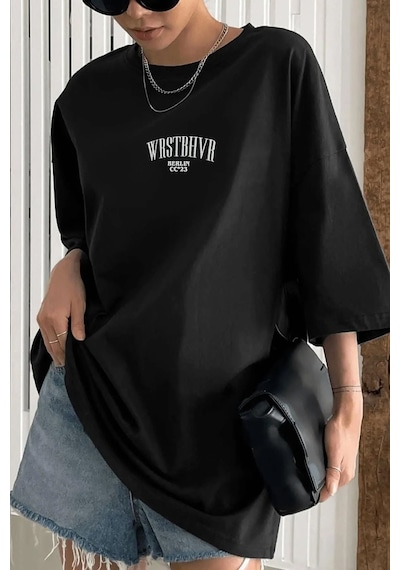 Unisex Dont Baskılı T-shirt Siyah