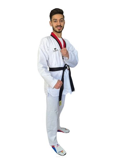 Jumok Poom Yaka Fitilli Taekwondo Elbisesi Beyaz